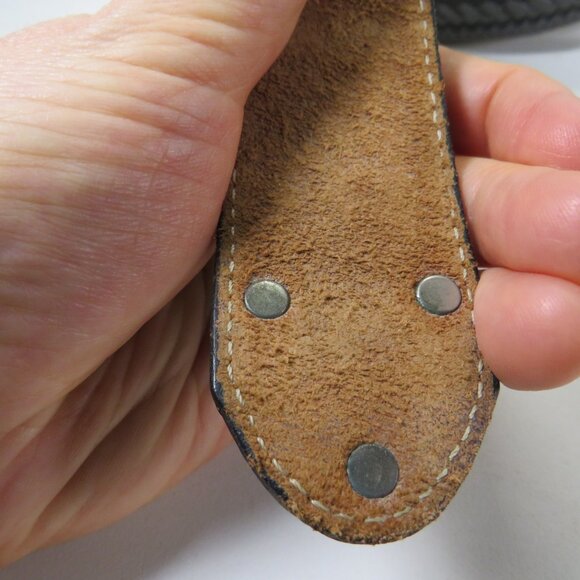 VTG Wrangler Gray Leather Belt with woven detail &metal tips tooled size 36 - Picture 5 of 10